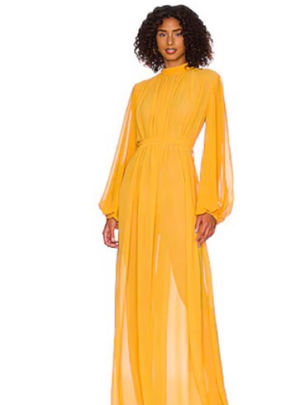 NWT Andrea Iyamah Marigold Maxi Dress with Billowy Sleeves Sz S/M